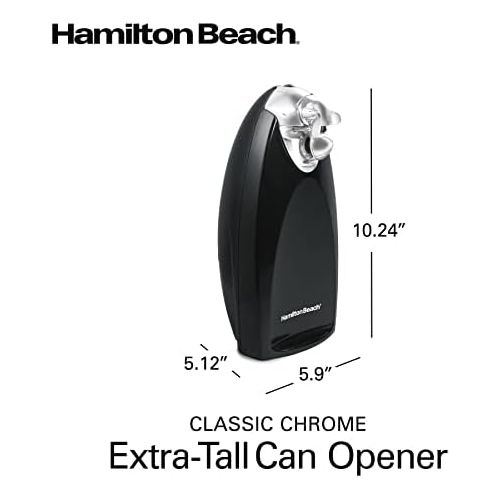  Hamilton Beach Classic Chrome Heavyweight Electric Automatic Can Opener with SureCut Patented Technology, Knife Sharpener, Cord Storage, Black (76380Z)