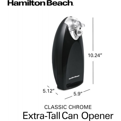  Hamilton Beach Classic Chrome Heavyweight Electric Automatic Can Opener with SureCut Patented Technology, Knife Sharpener, Cord Storage, Black (76380Z)