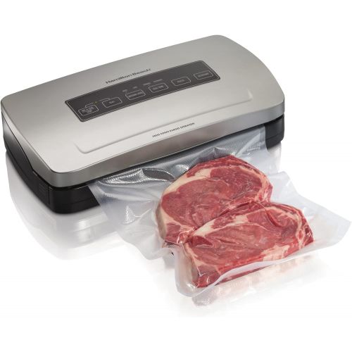  Hamilton Beach NutriFresh Vacuum Sealer Machine with Bag Cutter, BPA Free Food Sealing Starter Kit, Silver (78220)