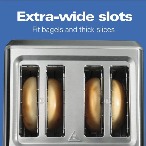  Hamilton Beach Digital 4 Slice Extra Wide Slot Stainless Steel Toaster with Bagel & Defrost Settings, Toast Boost, Slide-Out Crumb Tray, Auto-Shutoff and Cancel Button (24796)