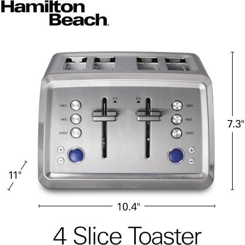  Hamilton Beach Digital 4 Slice Extra Wide Slot Stainless Steel Toaster with Bagel & Defrost Settings, Toast Boost, Slide-Out Crumb Tray, Auto-Shutoff and Cancel Button (24796)