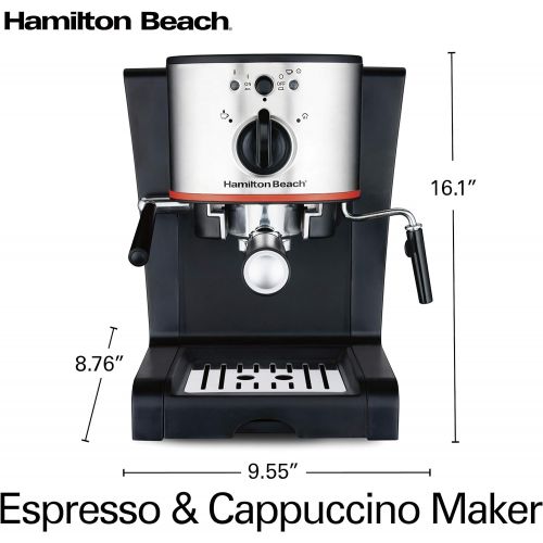  Hamilton Beach Espresso, Latte and Cappuccino Machine with Milk Frother, 15 Bar Italian Pump, Black and Stainless (40792)
