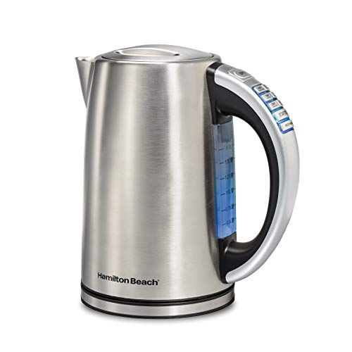  Hamilton Beach Temperature Control Electric Tea Kettle, Water Boiler & Heater, 1.7L, Cordless, LED Indicator, Keep Warm, Auto-Shutoff & Boil-Dry Protection, Stainless Steel (41020R