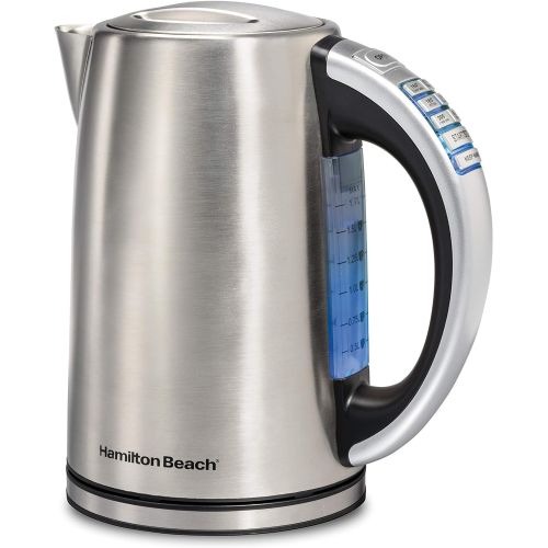  Hamilton Beach Temperature Control Electric Tea Kettle, Water Boiler & Heater, 1.7L, Cordless, LED Indicator, Keep Warm, Auto-Shutoff & Boil-Dry Protection, Stainless Steel (41020R