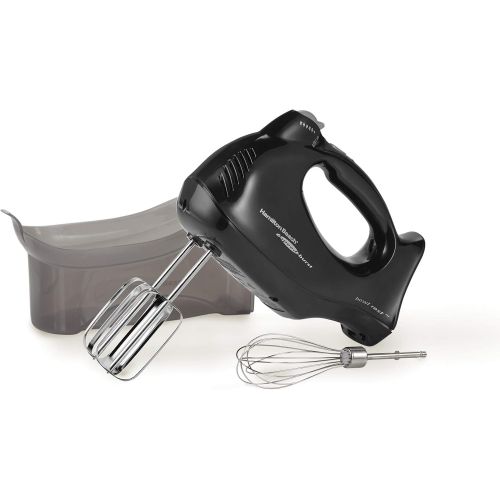  Hamilton Beach 6-Speed Electric Hand Mixer with Snap-On Case, Beaters, Whisk, Black (62692)