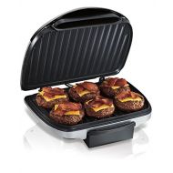 Hamilton Beach Electric Indoor Grill, 6-Serving, Nonstick Easy Clean Plates, Silver (25371)