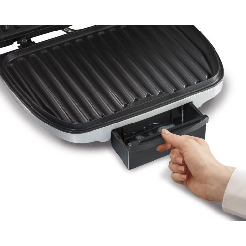  Hamilton Beach Electric Indoor Grill, 6-Serving, Nonstick Easy Clean Plates, Silver (25371)