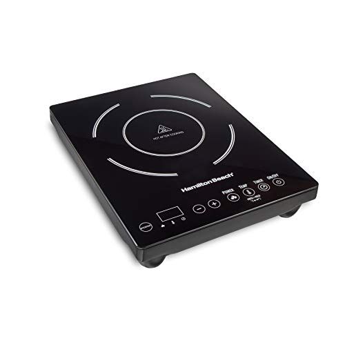  Hamilton Beach 34104 Single Induction 1800 watt Cooktop, Heats 40% faster, Versatile Pan Size (4-10), Black