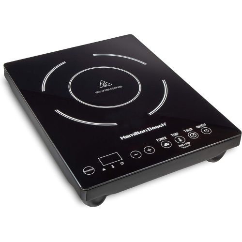  Hamilton Beach 34104 Single Induction 1800 watt Cooktop, Heats 40% faster, Versatile Pan Size (4-10), Black