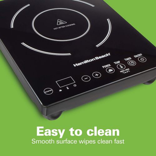  Hamilton Beach 34104 Single Induction 1800 watt Cooktop, Heats 40% faster, Versatile Pan Size (4-10), Black