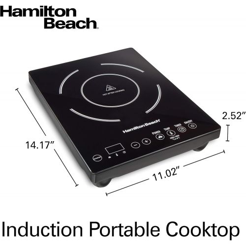  Hamilton Beach 34104 Single Induction 1800 watt Cooktop, Heats 40% faster, Versatile Pan Size (4-10), Black