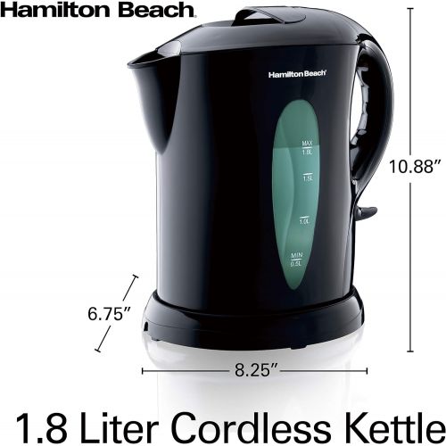  Hamilton Beach Electric Tea Kettle, Water Boiler & Heater, 1.8 L, Cordless, Auto-Shutoff & Boil-Dry Protection, Black (K6080)