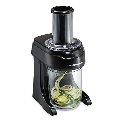  Hamilton Beach 3-in-1 Electric Vegetable Spiralizer & Slicer With 3 Cutting Cones for Veggie Spaghetti, Linguine, and Ribbons, 6-Cups, Black (70930)