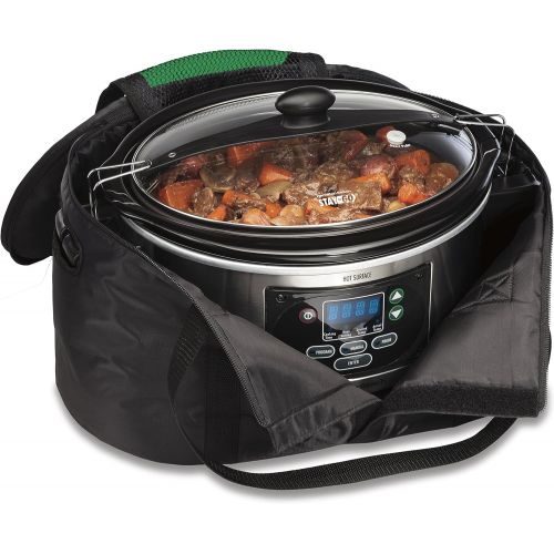  Hamilton Beach Travel Case & Carrier Insulated Bag for 4, 5, 6, 7 & 8 Quart Slow Cookers (33002),Black