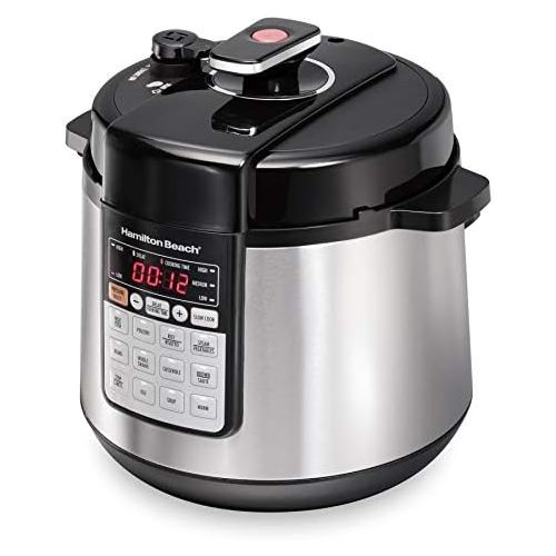  Hamilton Beach 10-in-1 Multi-Function Electric Pressure Cooker, 6 quart, Steamer, Saute and Warmer, Stainless Steel (34502)