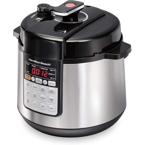  Hamilton Beach 10-in-1 Multi-Function Electric Pressure Cooker, 6 quart, Steamer, Saute and Warmer, Stainless Steel (34502)