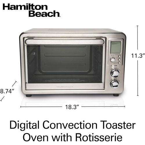  Hamilton Beach Digital Convection Countertop Toaster Oven with Rotisserie, Large 6-Slice, Stainless Steel (31190C)