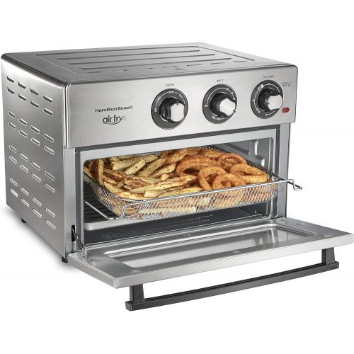  Hamilton Beach Air Fryer Convection Countertop Toaster Oven with Frying Basket, Bake Pan and Broil Rack, 1800 Watts, Stainless Steel (31225)