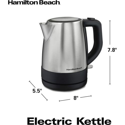  Hamilton Beach Electric Tea Kettle, Water Boiler & Heater, 1 L, Cordless, Auto-Shutoff & Boil-Dry Protection, Stainless Steel (40998)