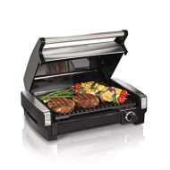 Hamilton Beach Electric Indoor Searing Grill Removable Easy-To-Clean Nonstick Plate, 6-Serving, Extra-Large Drip Tray, Stainless Steel (25360)
