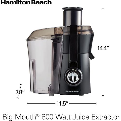  Hamilton Beach Juicer Machine, Big Mouth 3” Feed Chute, Centrifugal, Easy to Clean, BPA Free, 800W, (67601A), Black