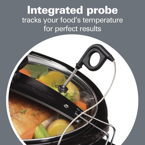  Hamilton Beach Portable 6-Quart Digital Programmable Slow Cooker With Temp Tracking Temperature Probe to Braise, Sous Vide, Make Fondue & Yogurt, Lid Lock, Black Stainless (33866)