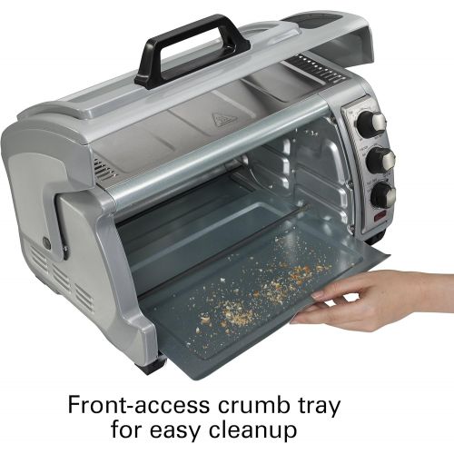 Hamilton Beach 6-Slice Countertop Toaster Oven with Easy Reach Roll-Top Door, Bake Pan, Silver (31127D)