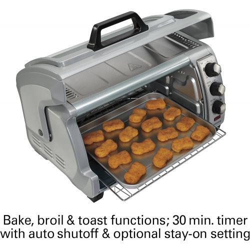  Hamilton Beach 6-Slice Countertop Toaster Oven with Easy Reach Roll-Top Door, Bake Pan, Silver (31127D)