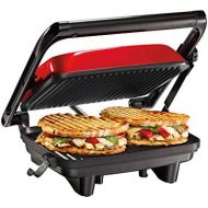 Hamilton Beach Electric Panini Press Grill With Locking Lid, Opens 180 Degrees For Any Sandwich Thickness, Nonstick 8 X 10 Grids, Red (25462Z)