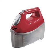 Hamilton Beach 6-Speed Electric Hand Mixer with 5 Attachments (Beaters, Dough Hooks, and Whisk), Snap-On Case, Red (62633R)