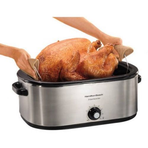  Hamilton Beach 28 lb 22-Quart Roaster Oven with Self-Basting Lid (Stainless Steel)