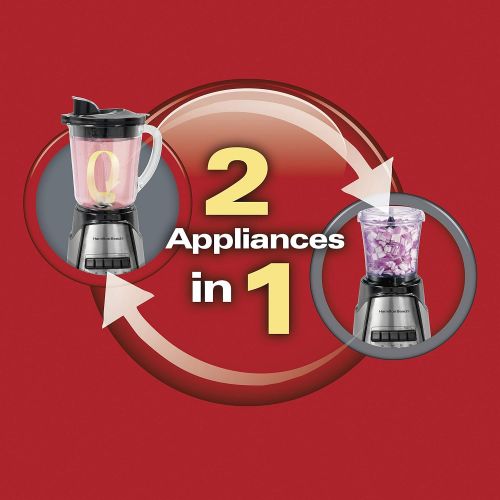  Hamilton Beach Power Elite Blender with 40oz Glass Jar and 3-Cup Vegetable Chopper, 12 Functions for Puree, Ice Crush, Shakes and Smoothies, Black and Stainless Steel (58149)