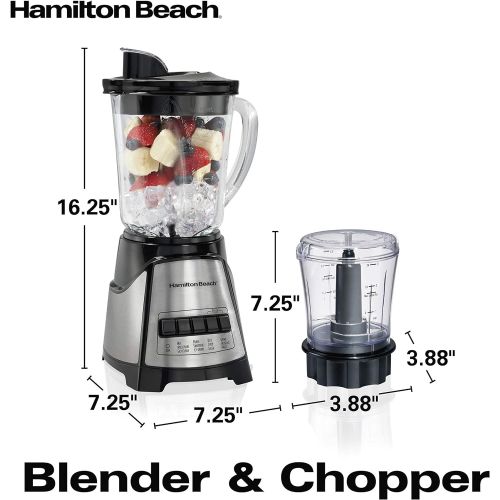  Hamilton Beach Power Elite Blender with 40oz Glass Jar and 3-Cup Vegetable Chopper, 12 Functions for Puree, Ice Crush, Shakes and Smoothies, Black and Stainless Steel (58149)