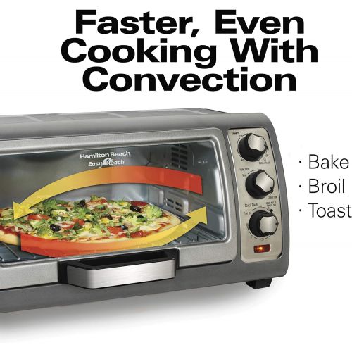  Hamilton Beach Countertop Toaster Oven, Easy Reach With Roll-Top Door, 6-Slice, Convection (31123D), Silver