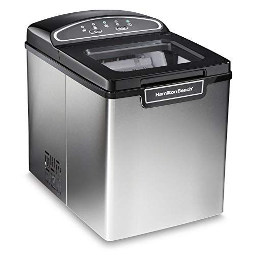  Hamilton Beach 86150 Countertop Ice Maker, Compact & Portable Design, Makes 28 Pounds Per Day, Stainless Steel