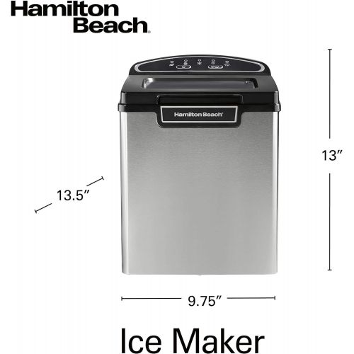  Hamilton Beach 86150 Countertop Ice Maker, Compact & Portable Design, Makes 28 Pounds Per Day, Stainless Steel