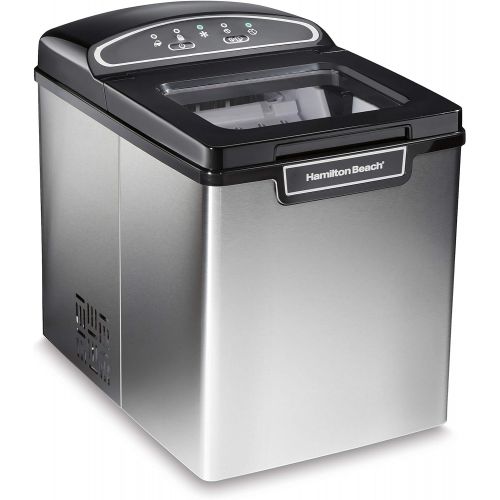  Hamilton Beach 86150 Countertop Ice Maker, Compact & Portable Design, Makes 28 Pounds Per Day, Stainless Steel