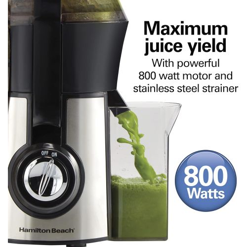  Hamilton Beach Pro Juicer Machine, Big Mouth Large 3” Feedchute, Easy to Clean, Centrifugal, BPA Free, 800W (67608A), Silver