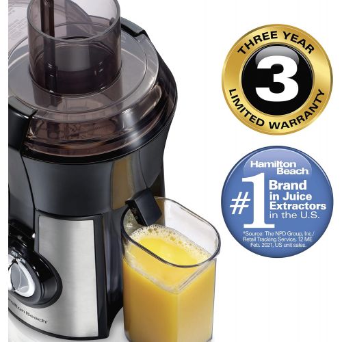  Hamilton Beach Pro Juicer Machine, Big Mouth Large 3” Feedchute, Easy to Clean, Centrifugal, BPA Free, 800W (67608A), Silver