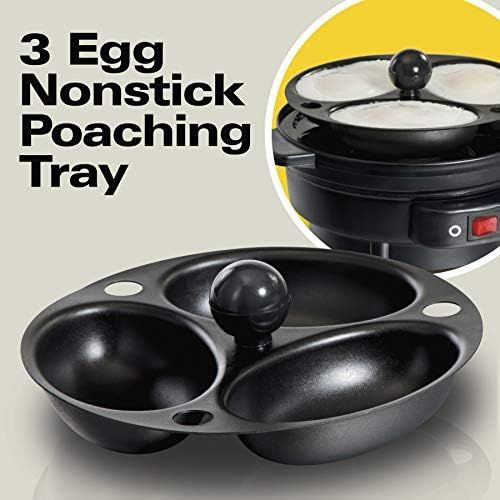  Hamilton Beach Electric Egg Cooker and Poacher for Soft, Hard Boiled or Poached with Ready Timer, Holds 7, Black (25500)