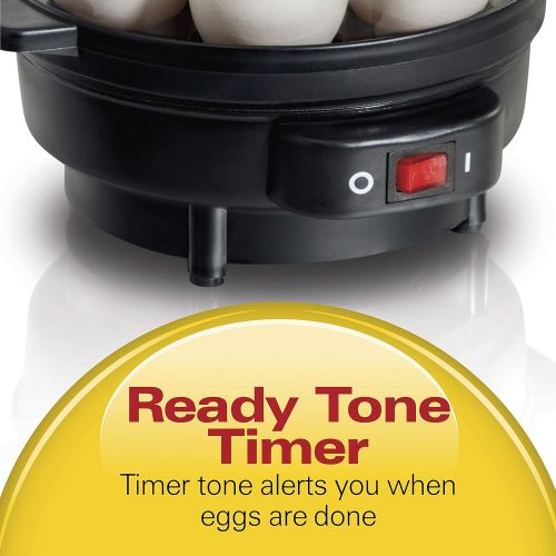  Hamilton Beach Electric Egg Cooker and Poacher for Soft, Hard Boiled or Poached with Ready Timer, Holds 7, Black (25500)