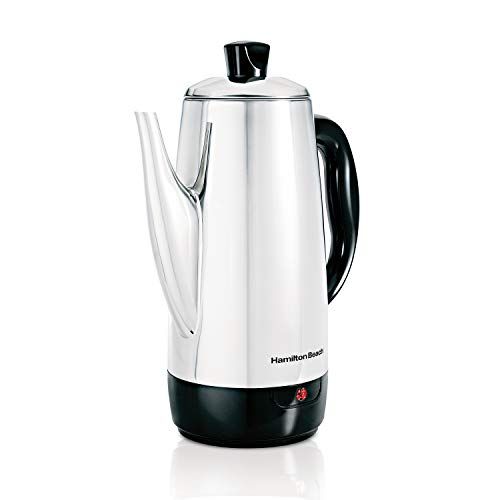  Hamilton Beach 12 Cup Electric Percolator Coffee Maker, Stainless Steel, Quick Brew (40616)