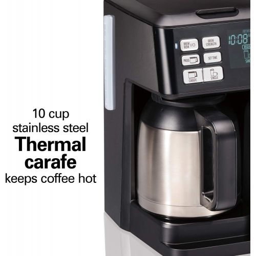  Hamilton Beach FlexBrew Thermal Coffee Maker, Single Serve & Full Pot, Compatible with K-Cup Pods or Grounds, Programmable, Black and Stainless (49966)