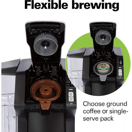  Hamilton Beach FlexBrew Single-Serve Maker with 40 oz. Reservoir Compatible with Pods or Ground Coffee, 3 Brewing Options, Black and Silver (49948)