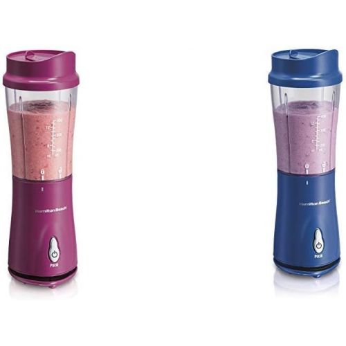  Hamilton Beach Personal Blender for Shakes and Smoothies with 14oz Travel Cup and Lid, Raspberry (51131) & Hamilton Beach Personal Smoothie Blender With 14 Oz Travel Cup And Lid, B