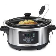 Hamilton Beach Portable 6-Quart Set & Forget Digital Programmable Slow Cooker With Temperature Probe, Lid Lock, Stainless Steel (33969A)