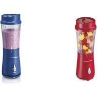 Hamilton Beach Personal Smoothie Blender With 14 Oz Travel Cup And Lid, Blue 51132 & Hamilton Beach Personal Blender for Shakes and Smoothies with 14oz Travel Cup and Lid, Red (511