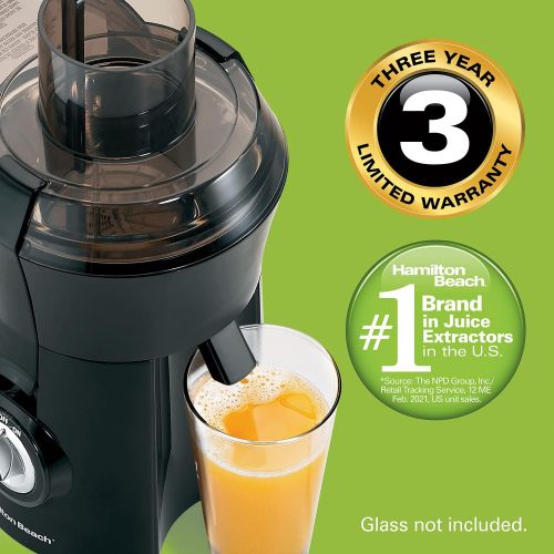  Hamilton Beach Juicer Machine, Big Mouth 3” Feed Chute, Centrifugal, Easy to Clean, BPA Free, 800W, (67601A), Black