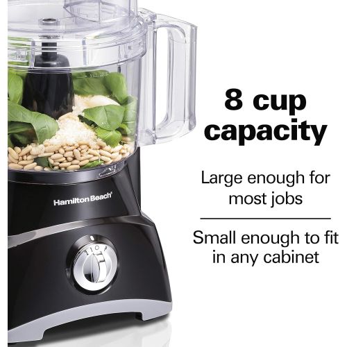 Hamilton Beach 8-Cup Compact Food Processor & Vegetable Chopper for Slicing, Shredding, Mincing, and puree, 450 Watts, Black (70740)