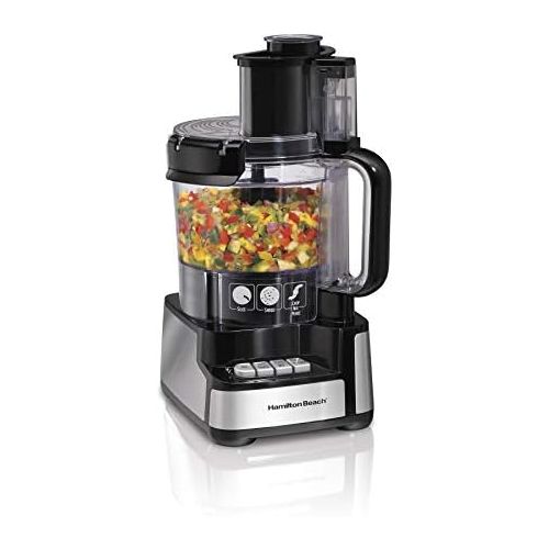  Hamilton Beach 12-Cup Stack & Snap Food Processor & Vegetable Chopper, Black (70725A)